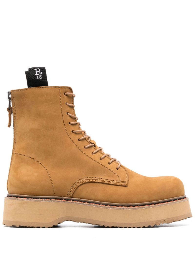 Brown Suede Combat Boots