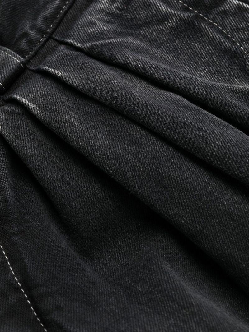 Black Paint Splatter Pleated Wide-leg Jeans