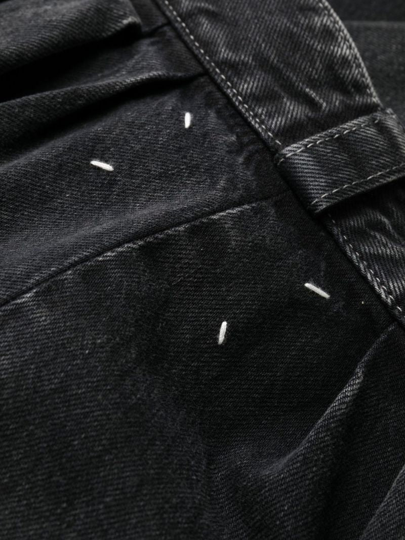 Black Paint Splatter Pleated Wide-leg Jeans