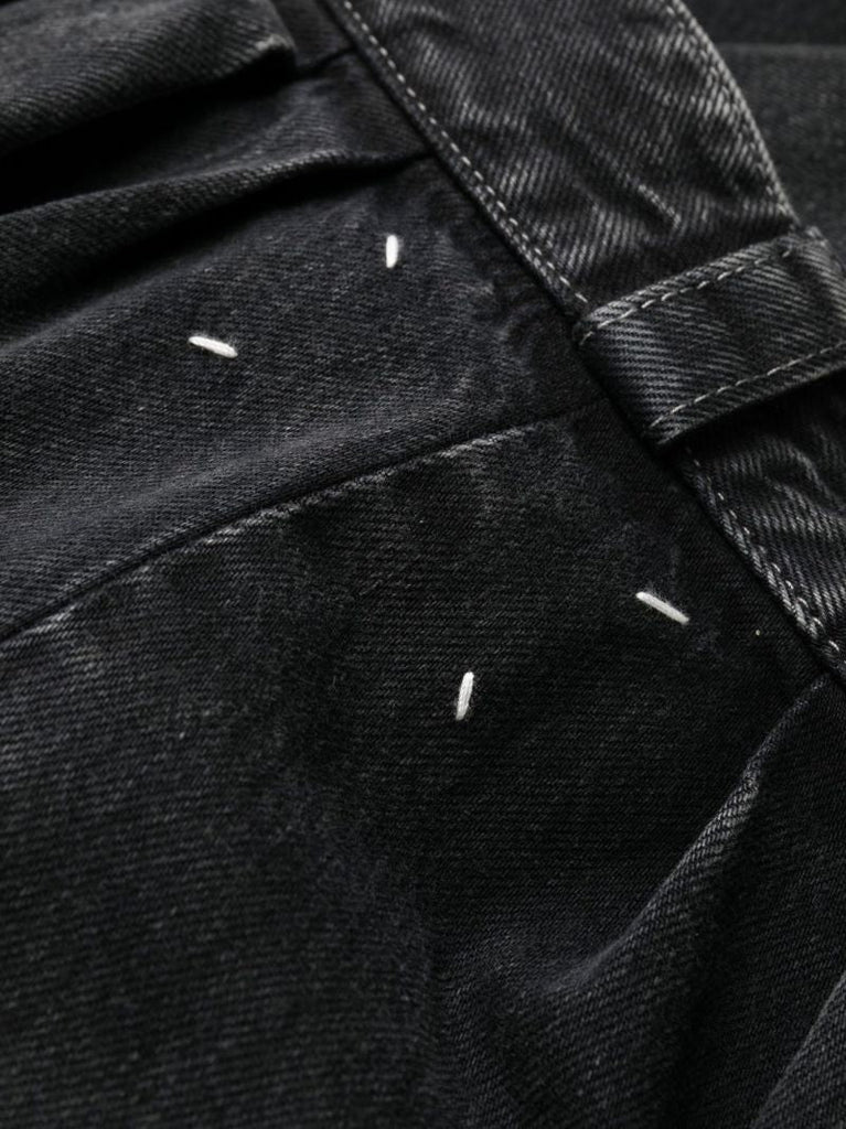 Black Paint Splatter Pleated Wide-leg Jeans