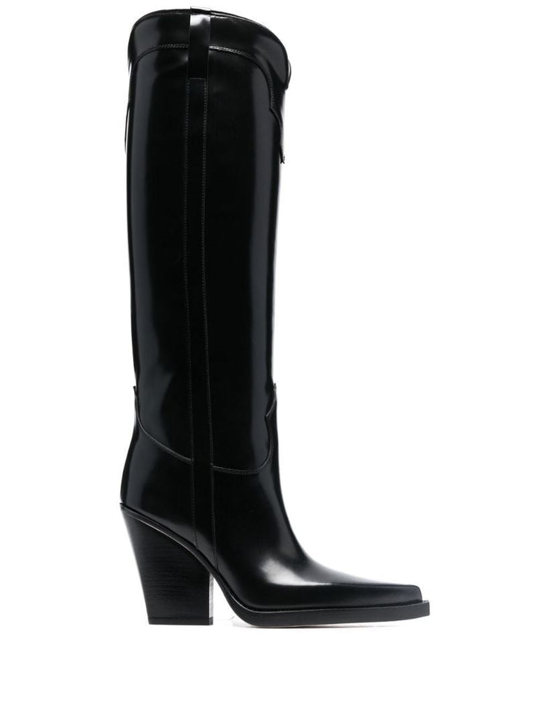 Black 90 Leather Knee-high Boots