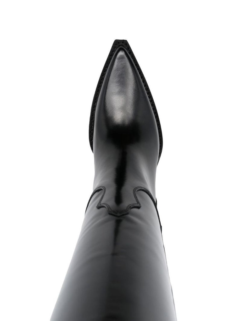 Black 90 Leather Knee-high Boots