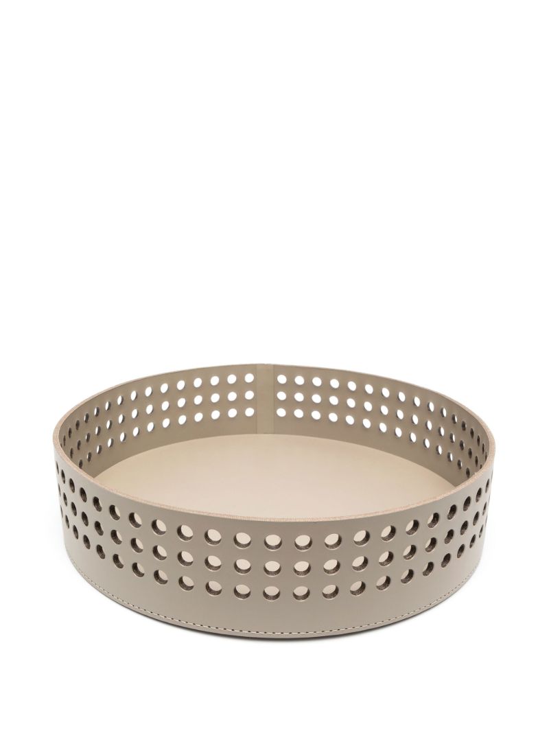 Neutral Mimosa Large Leather Basket