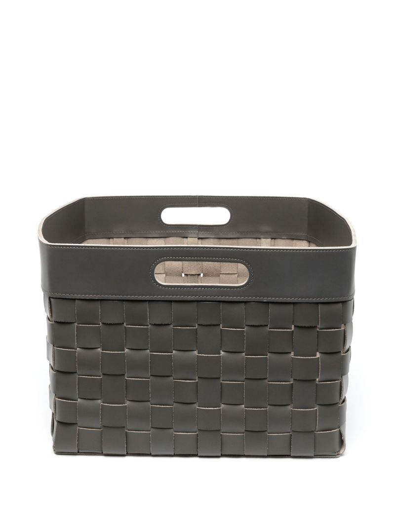 Grey Verona Small Leather Basket