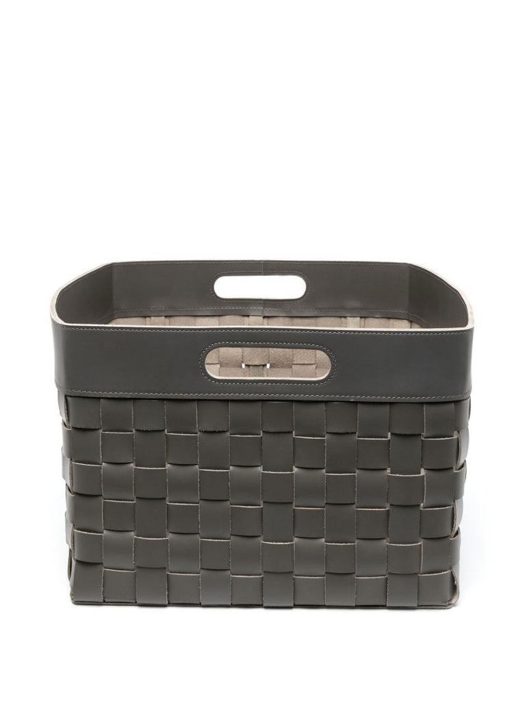 Grey Verona Small Leather Basket
