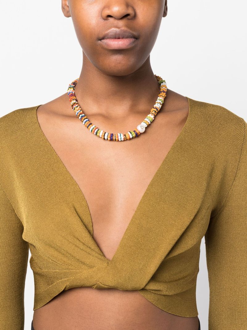 Gold-tone Valencia Beaded Pearl Necklace