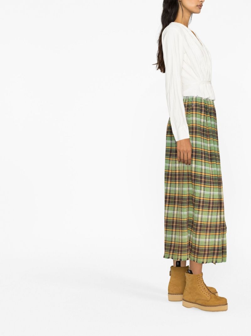 Green Plaid Midi Skirt
