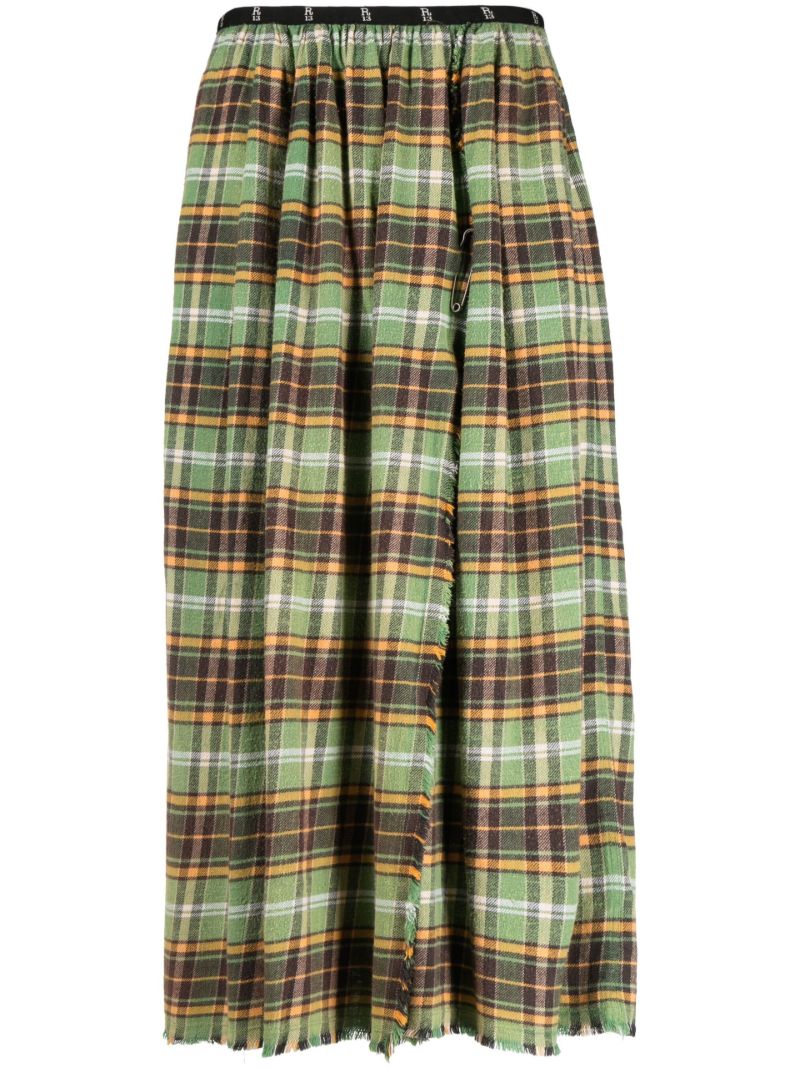 Green Plaid Midi Skirt