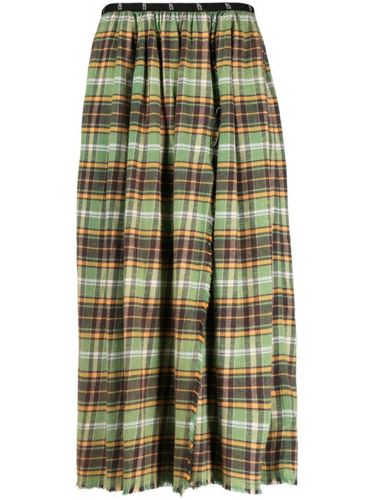 Green Plaid Midi Skirt