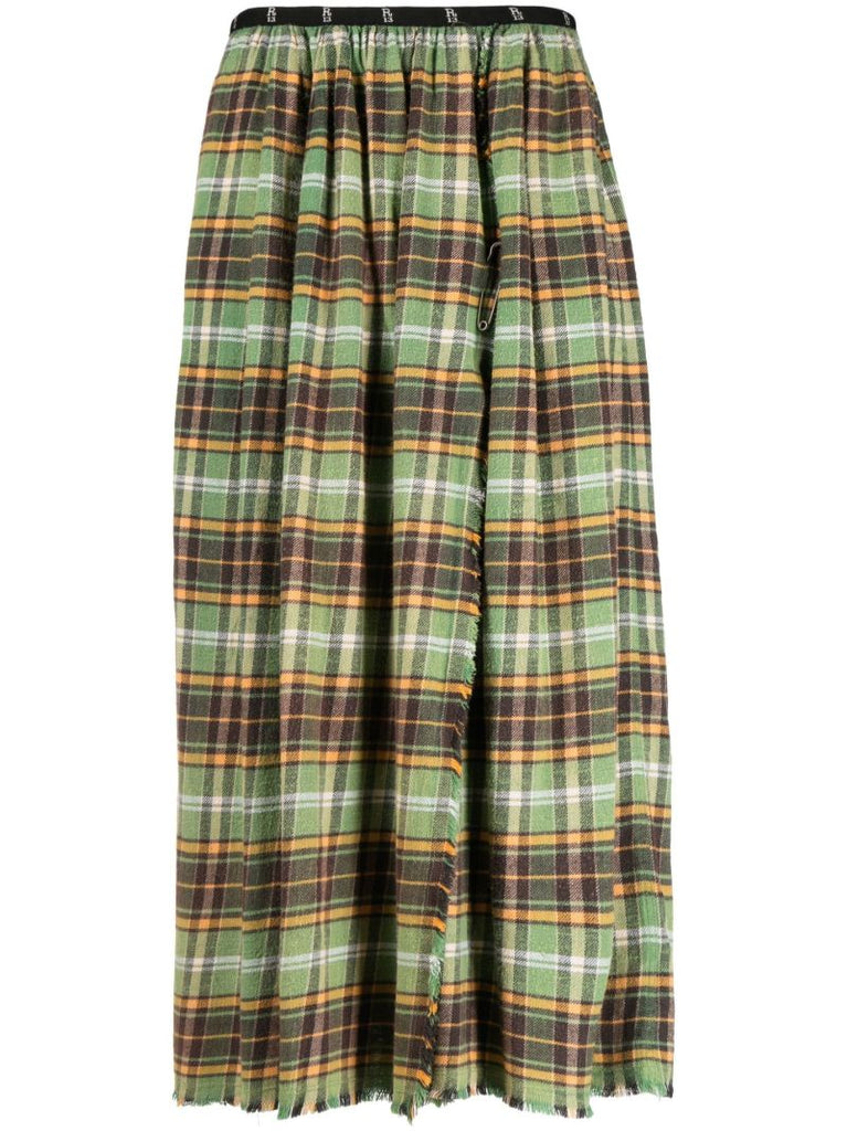 Green Plaid Midi Skirt