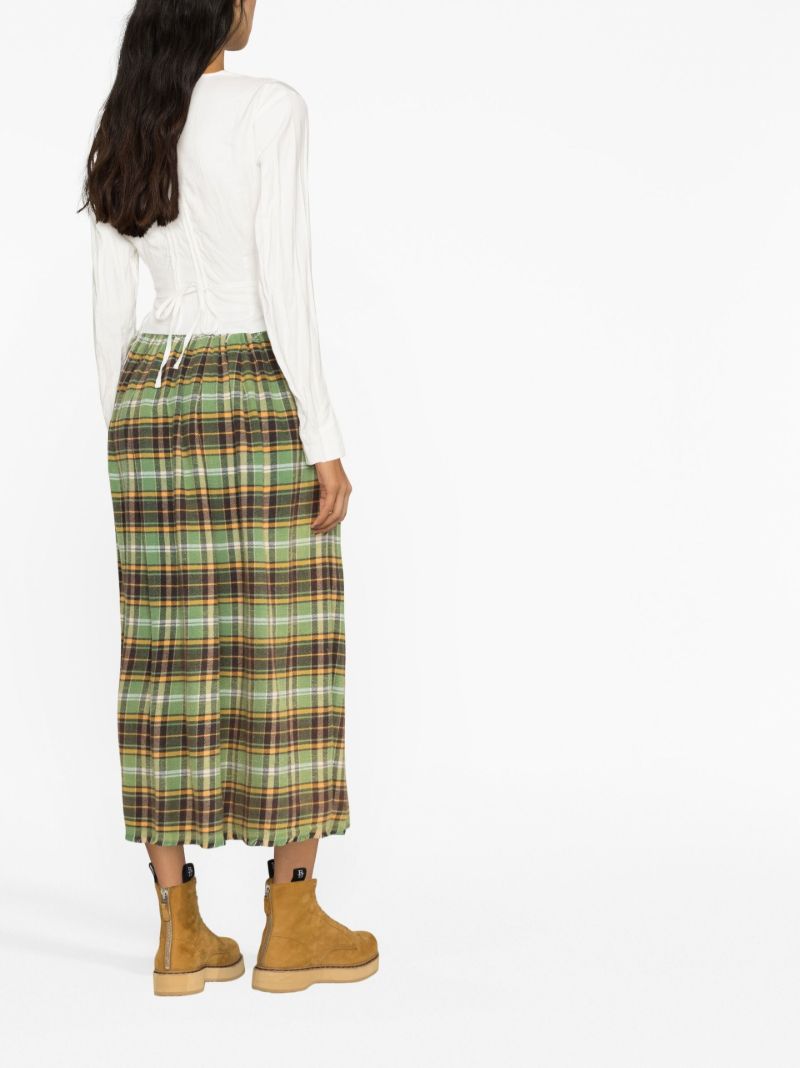 Green Plaid Midi Skirt