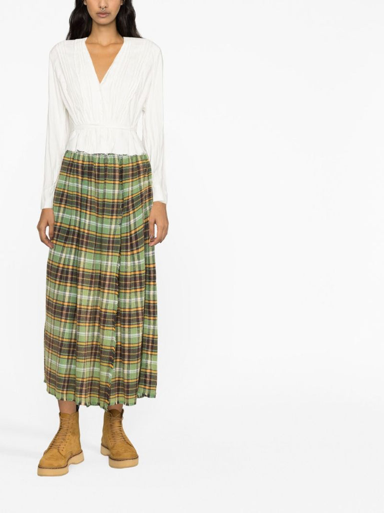 Green Plaid Midi Skirt