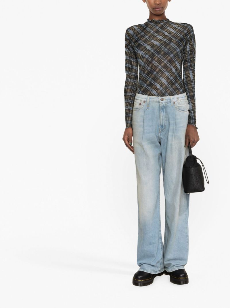 Blue Damon Pleated Wide-leg Trousers