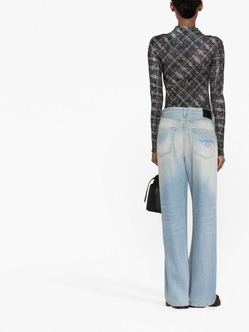 Blue Damon Pleated Wide-leg Trousers