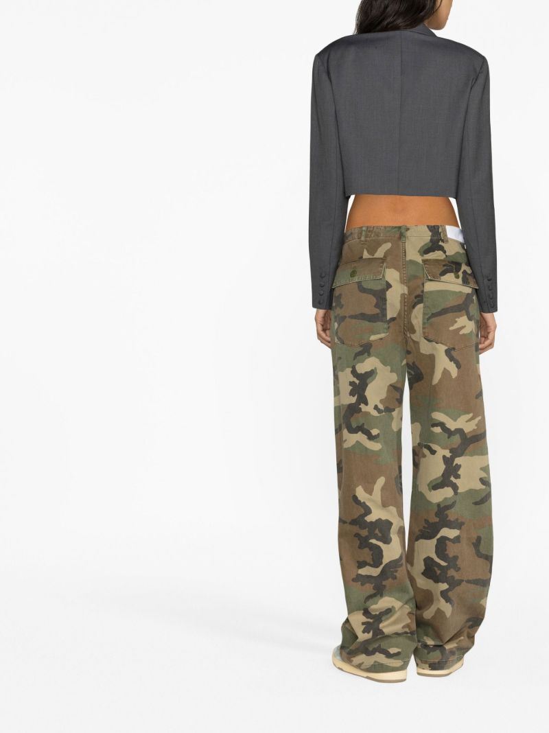 Green Camouflage-print Wide-leg Trousers
