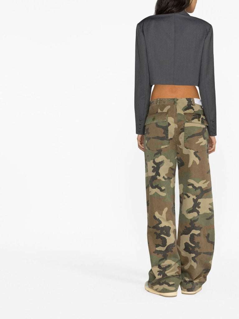 Green Camouflage-print Wide-leg Trousers