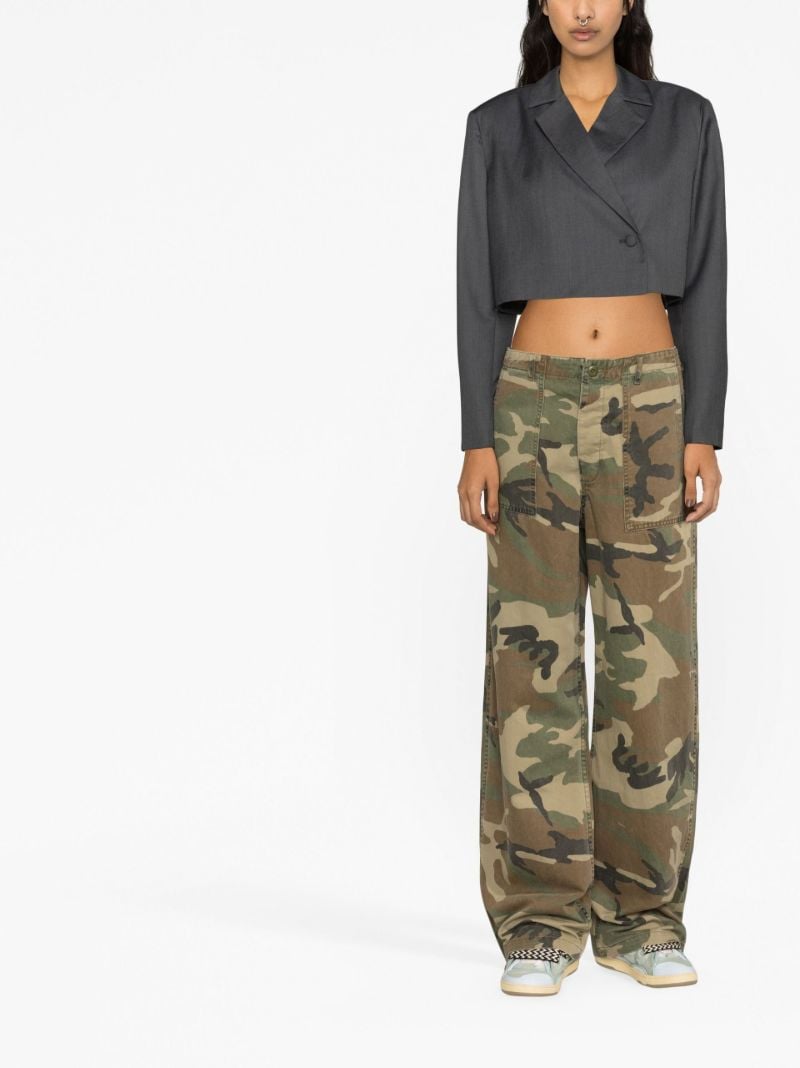 Green Camouflage-print Wide-leg Trousers