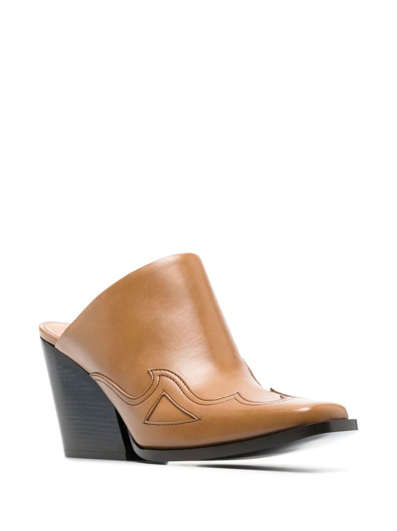 Brown Cowbody Cloudy 97 Faux Leather Mules