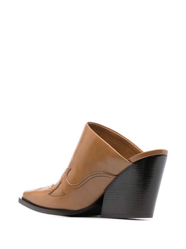 Brown Cowbody Cloudy 97 Faux Leather Mules