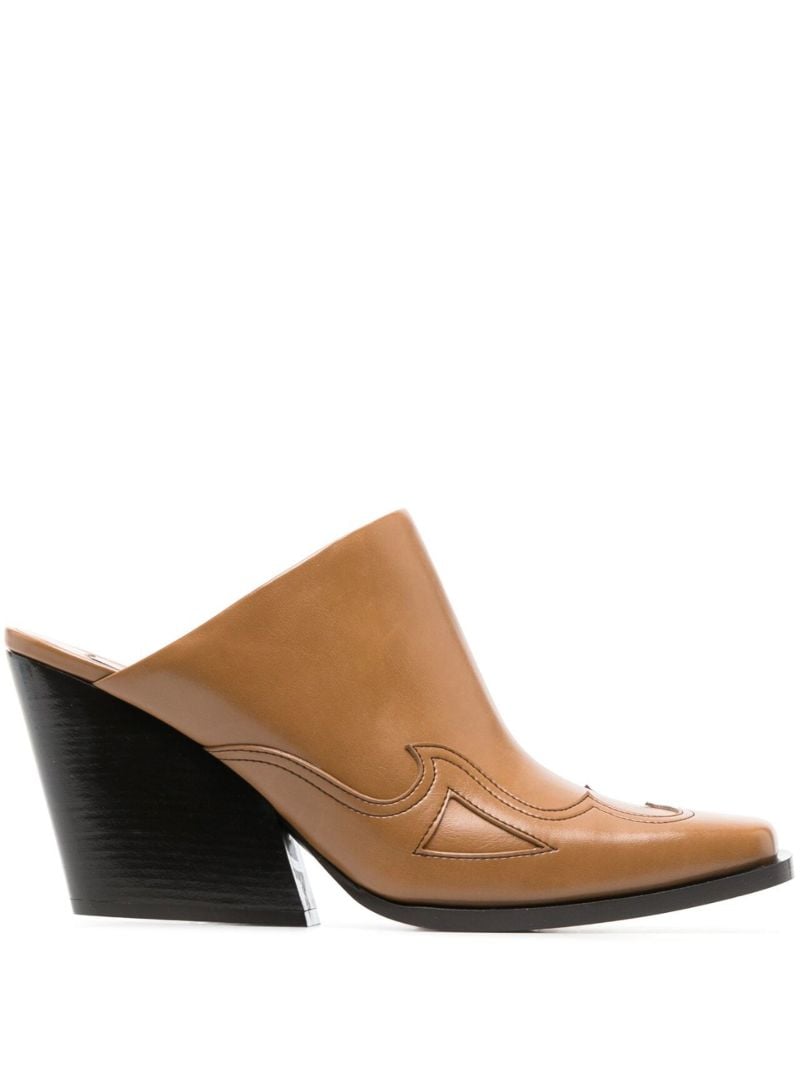 Brown Cowbody Cloudy 97 Faux Leather Mules