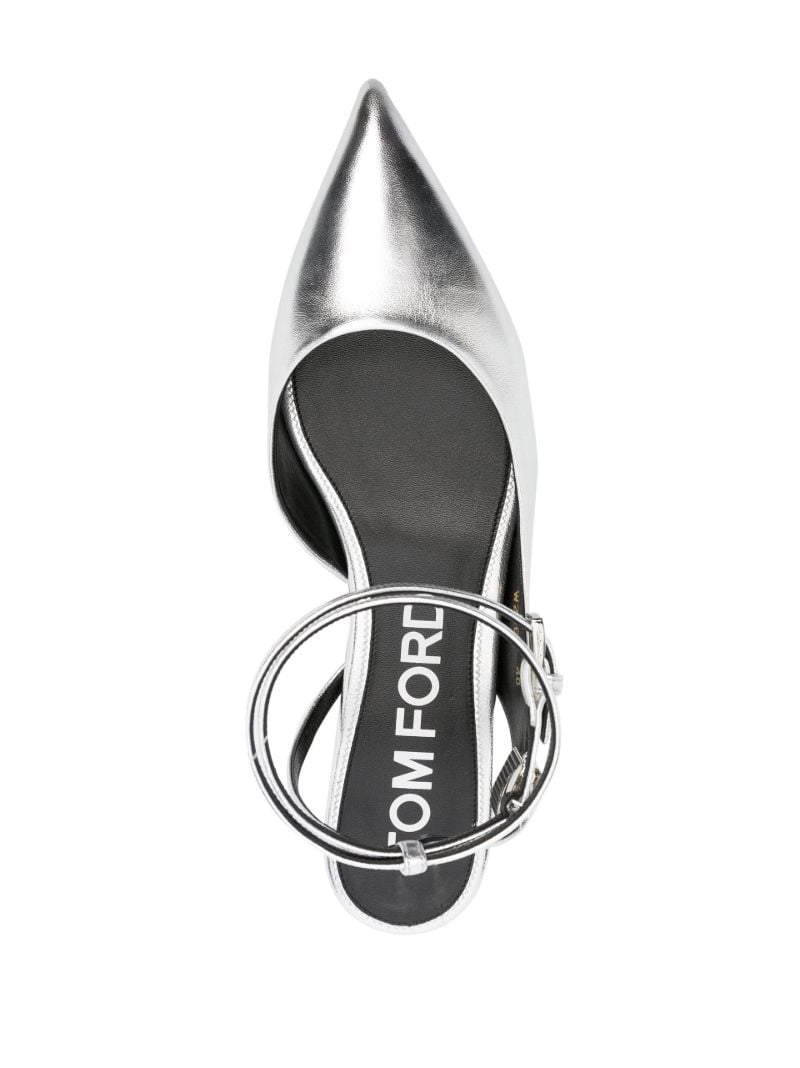 Silver Padlock Leather Ballet Pumps