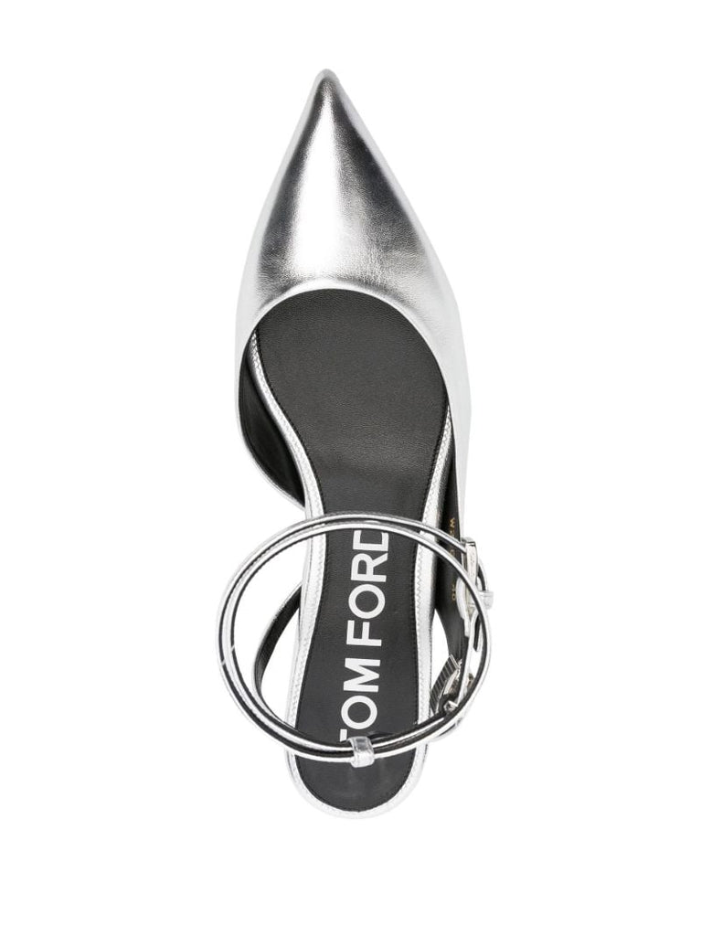 Silver Padlock Leather Ballet Pumps