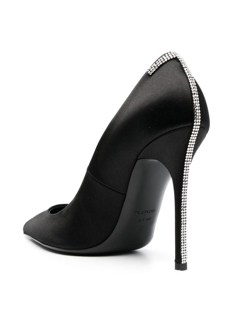 Black 105 Crystal Satin Pumps