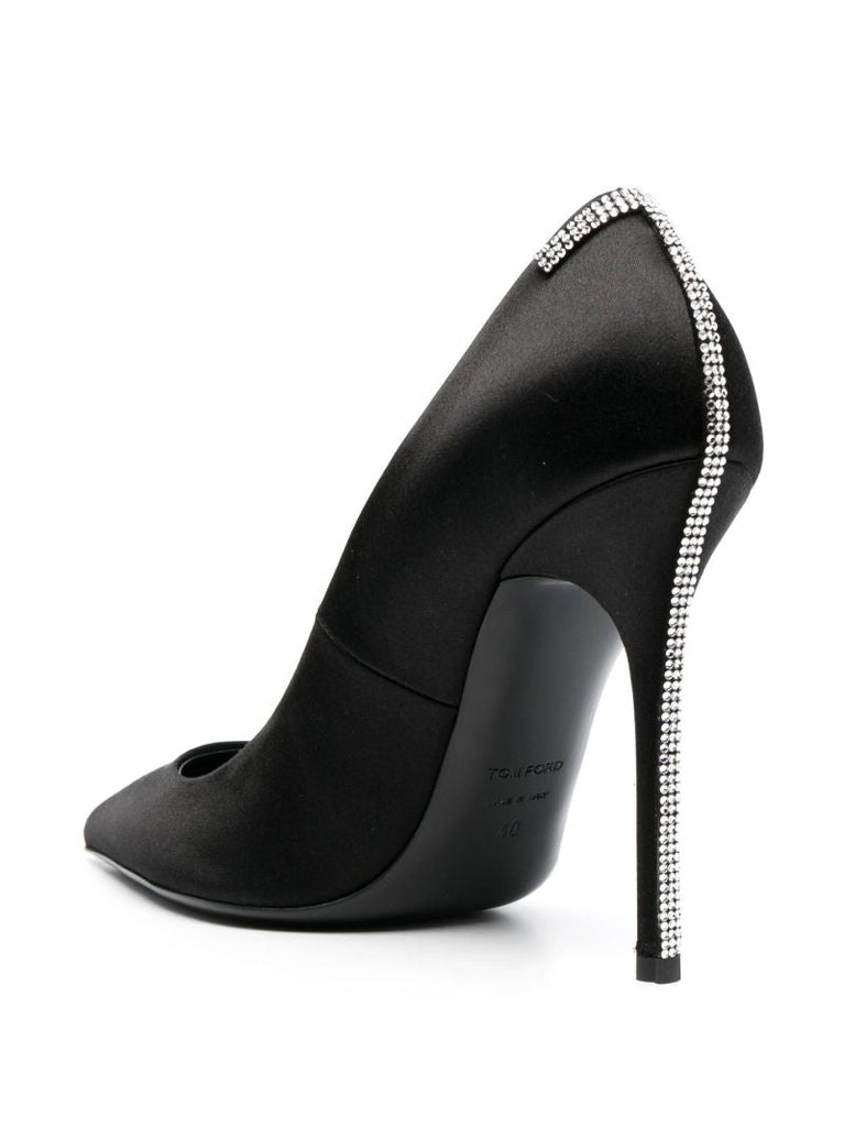 Black 105 Crystal Satin Pumps