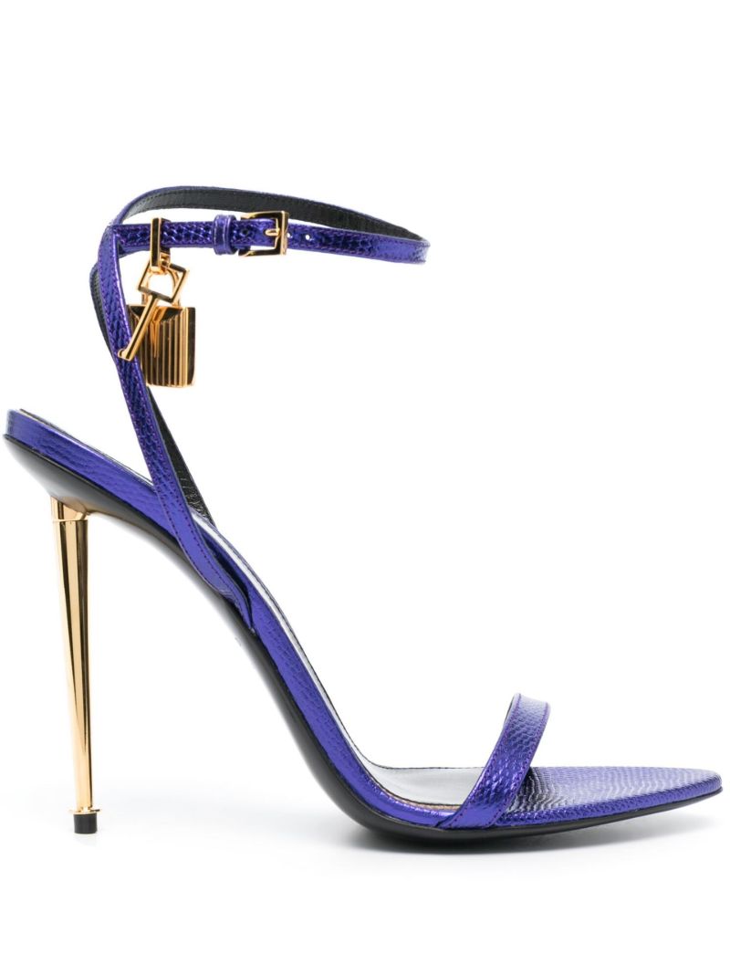Purple Padlock Pointy Naked 105 Leather Sandals