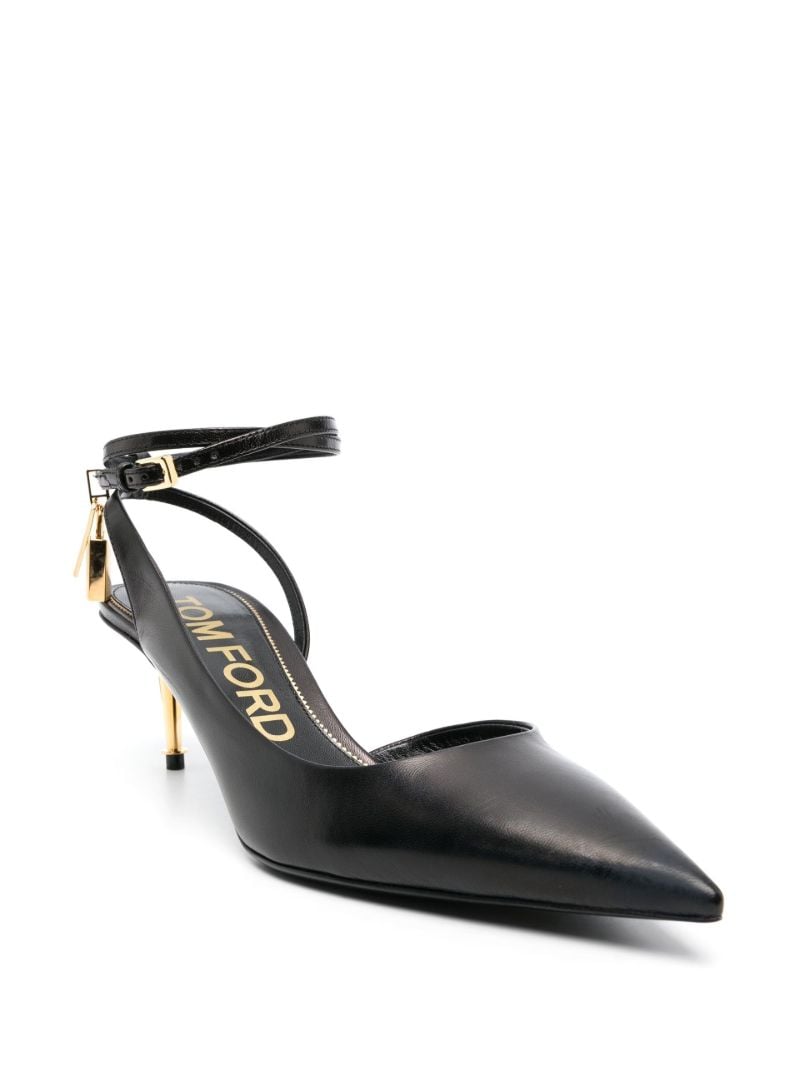 Black Padlock Pointy 55 Leather Pumps