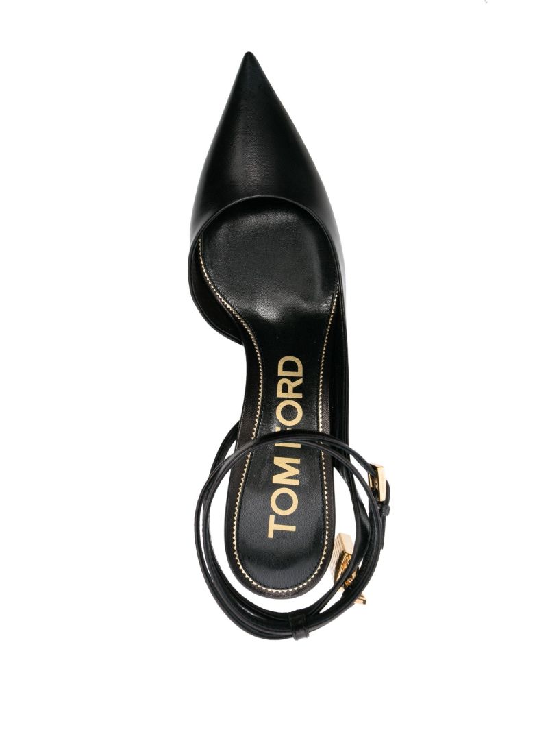 Black Padlock Pointy 55 Leather Pumps