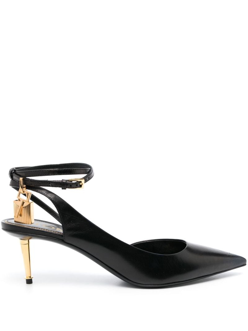 Black Padlock Pointy 55 Leather Pumps
