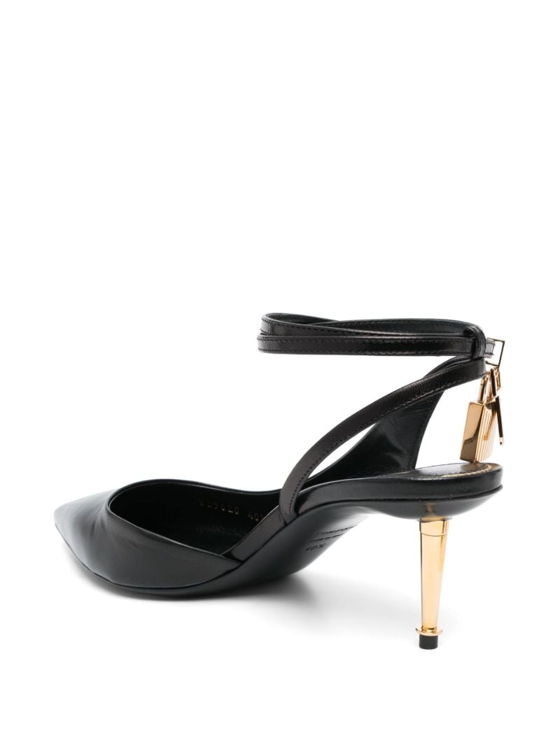 Black Padlock Pointy 55 Leather Pumps