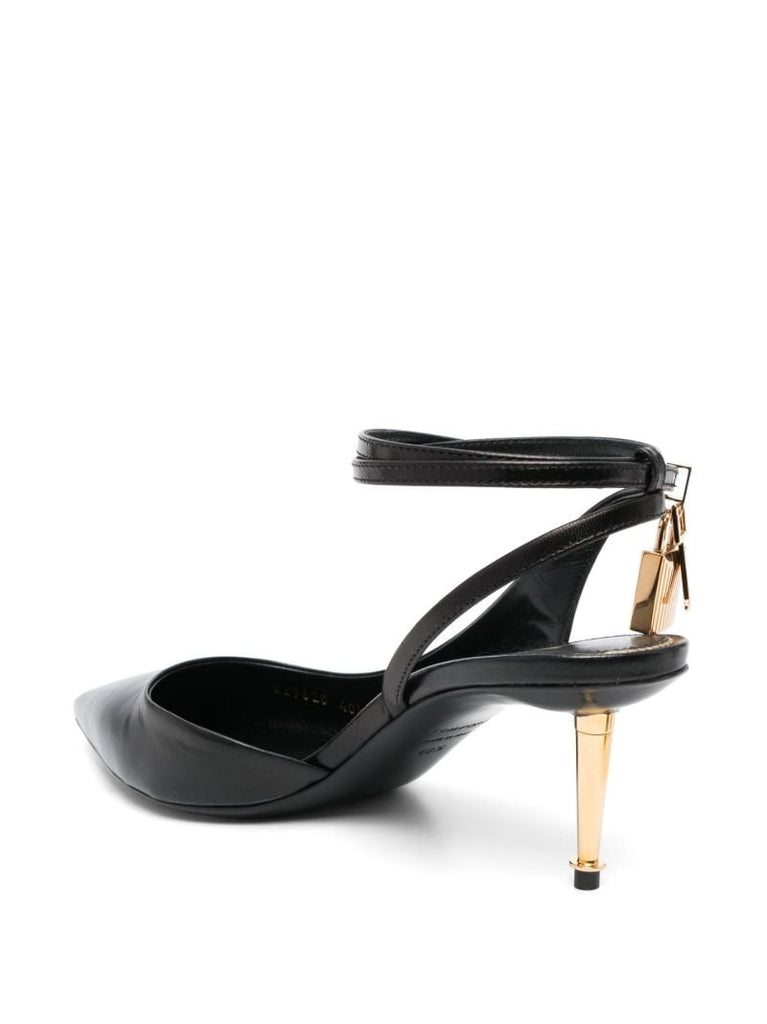 Black Padlock Pointy 55 Leather Pumps