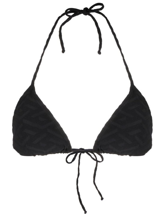 Black Debossed Monogram Bikini Top