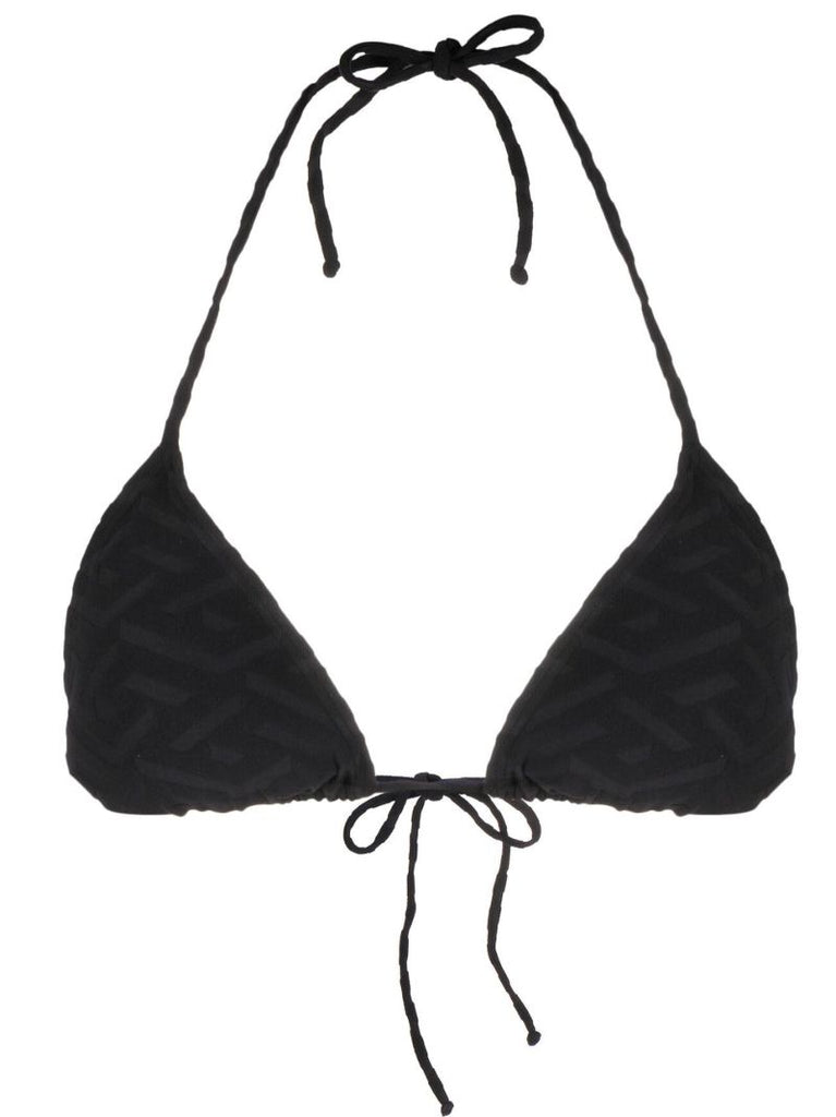 Black Debossed Monogram Bikini Top