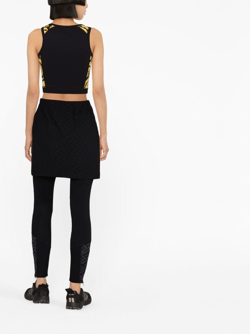 Black Geometric Jacquard Side Slit Skirt