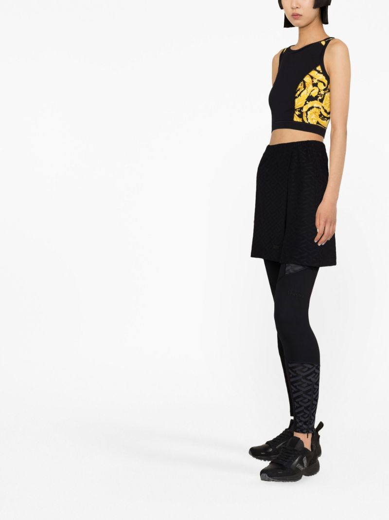 Black Geometric Jacquard Side Slit Skirt