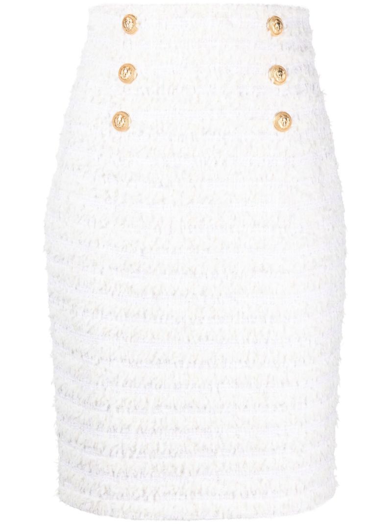 White High-waisted Tweed Pencil Skirt