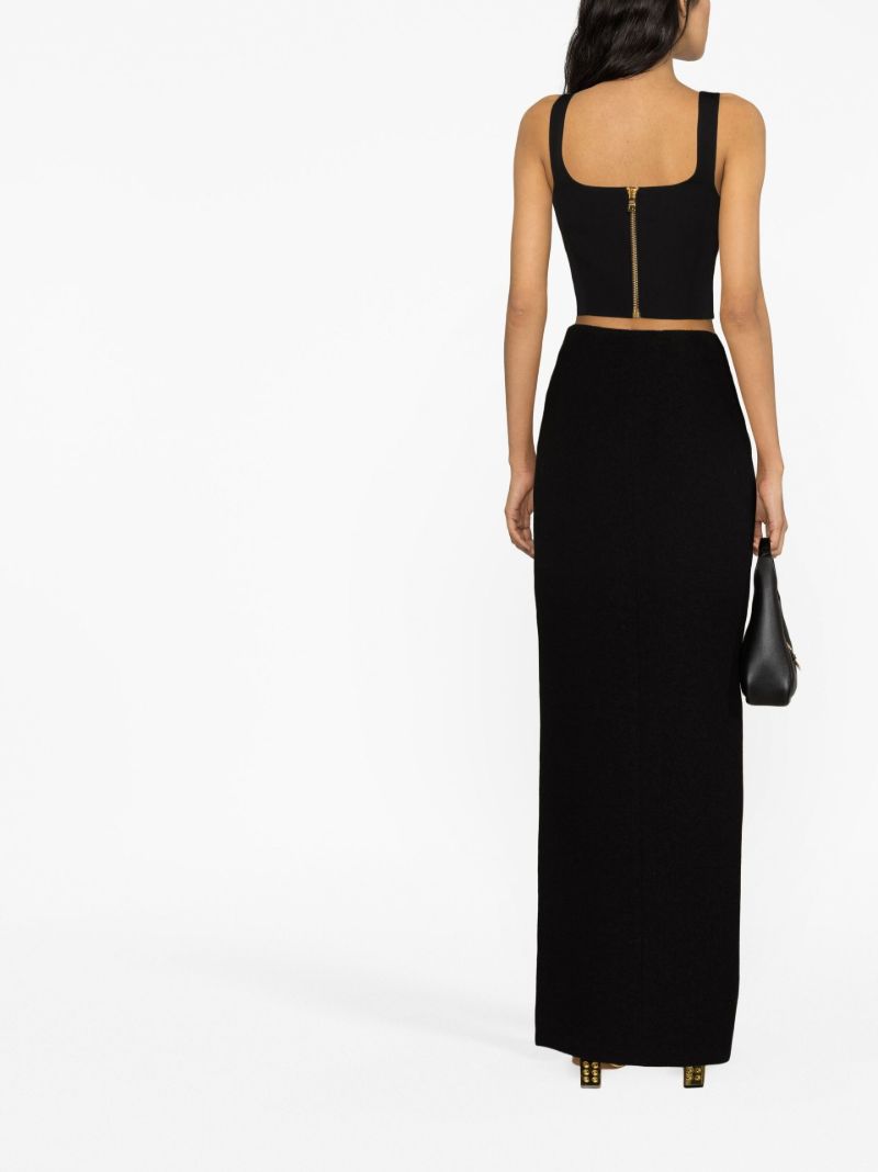 Black Bustier Wool Crop Top