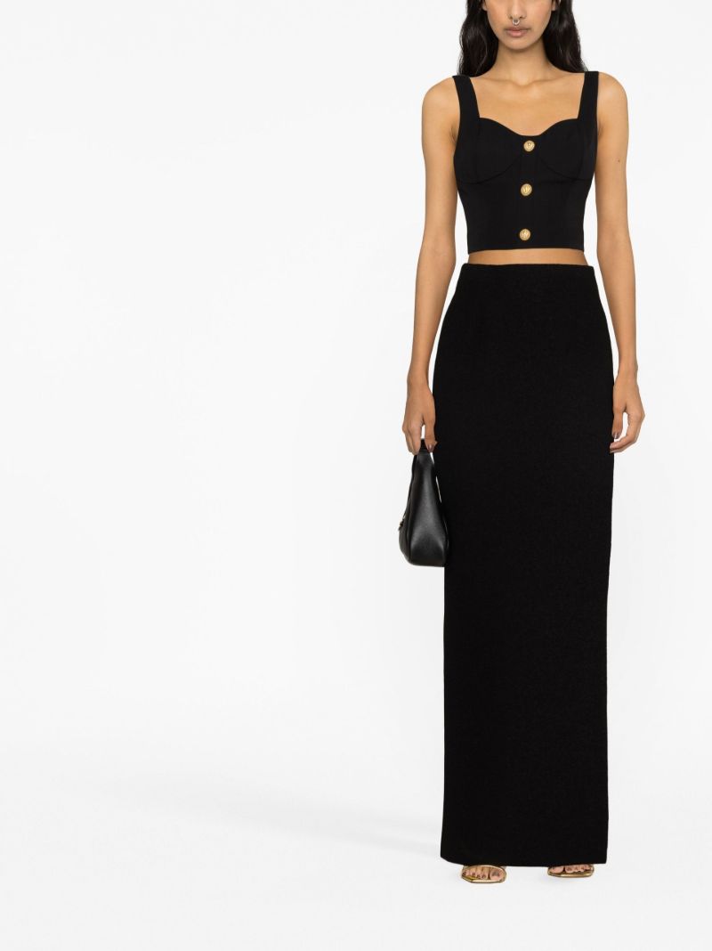 Black Bustier Wool Crop Top