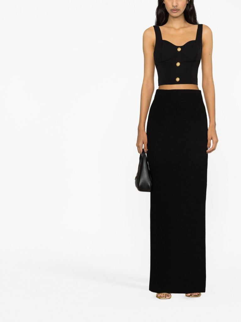 Black Bustier Wool Crop Top