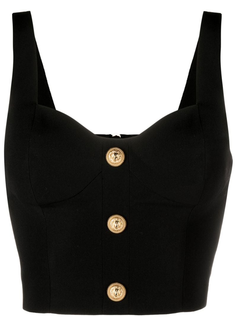 Black Bustier Wool Crop Top