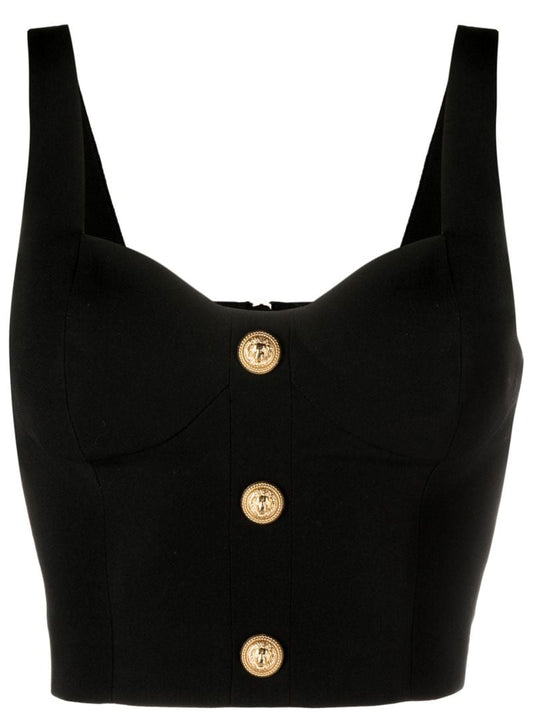 Black Bustier Wool Crop Top