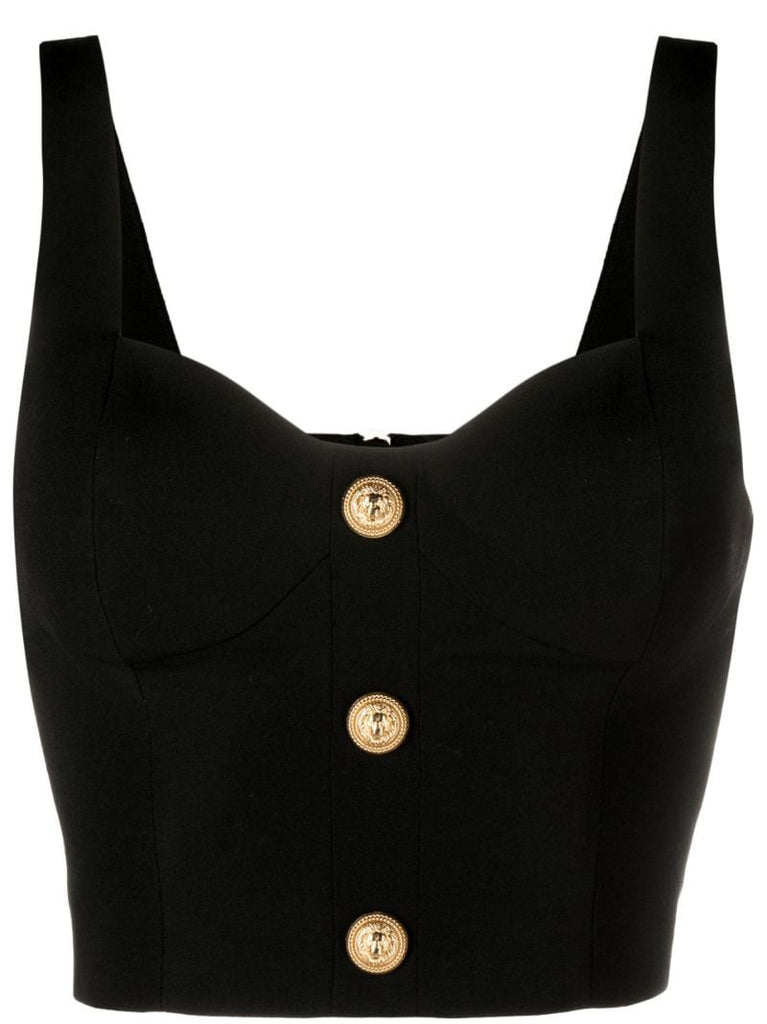 Black Bustier Wool Crop Top