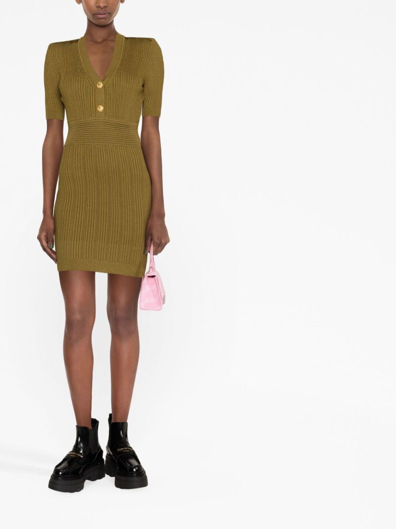 Green Ribbed Mini Dress