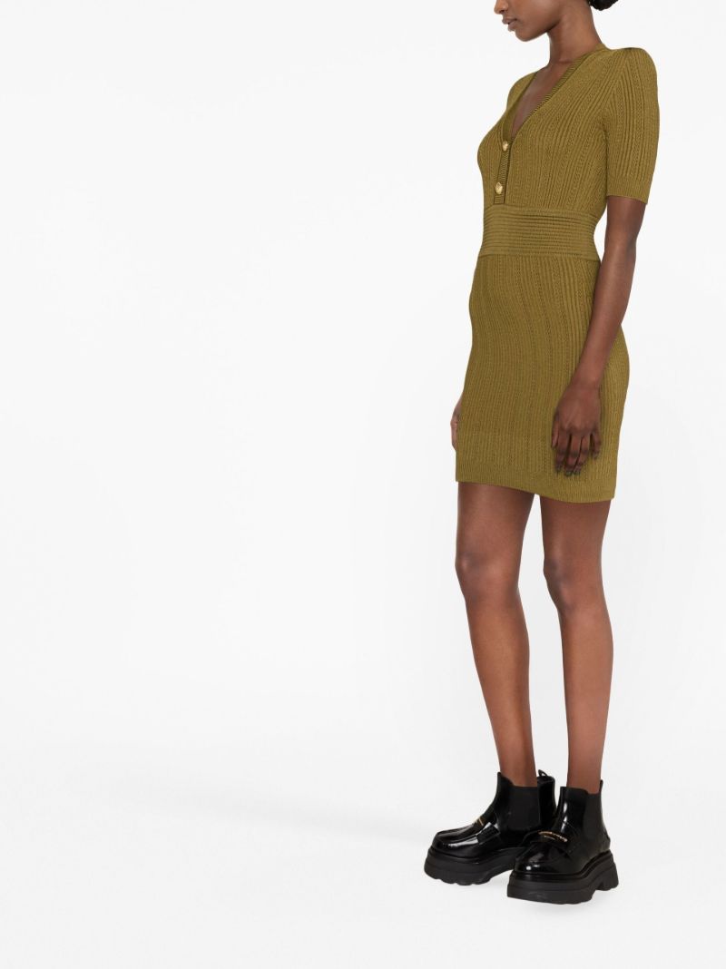 Green Ribbed Mini Dress