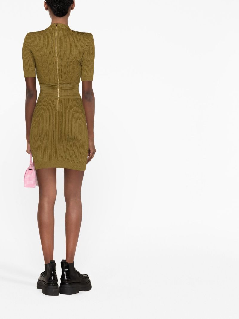 Green Ribbed Mini Dress