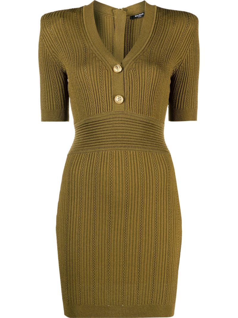 Green Ribbed Mini Dress