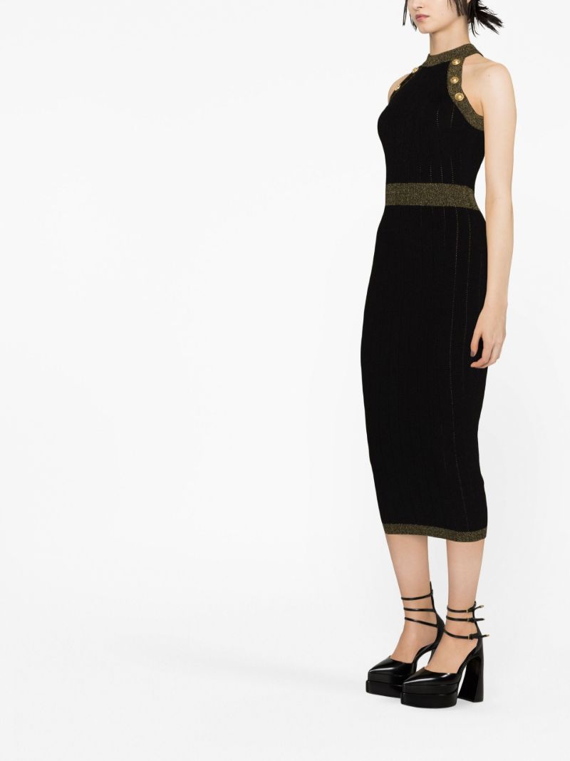 Black Button-embellished Knitted Dress